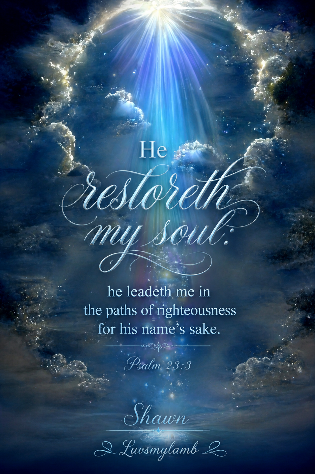 Psalm 23:3 restored soul scripture tag