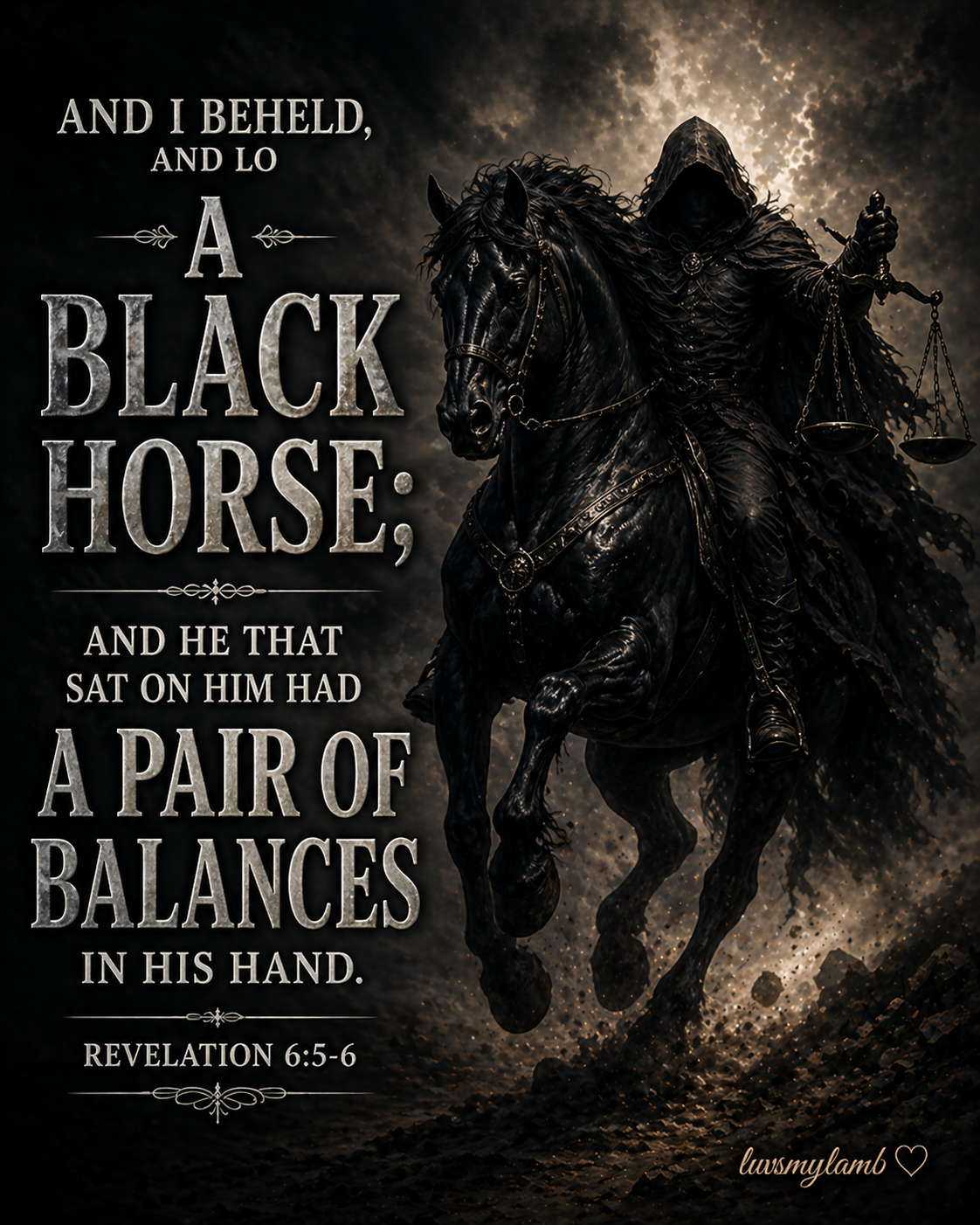 Revelation 6:5-6 - Black horse and balances
